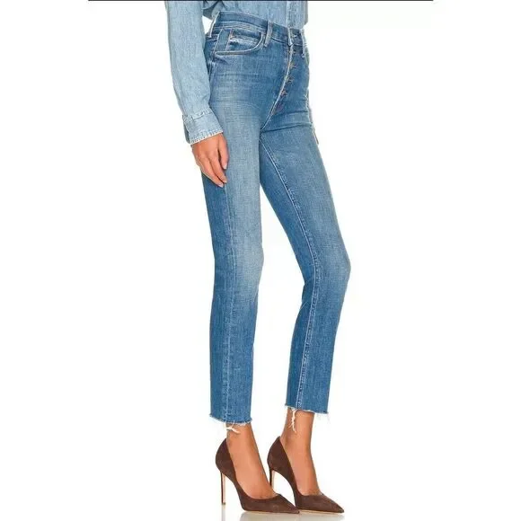 New Mother The Pixie DazzlerFrayStraight Jeans in Beginner's Luck Size 32